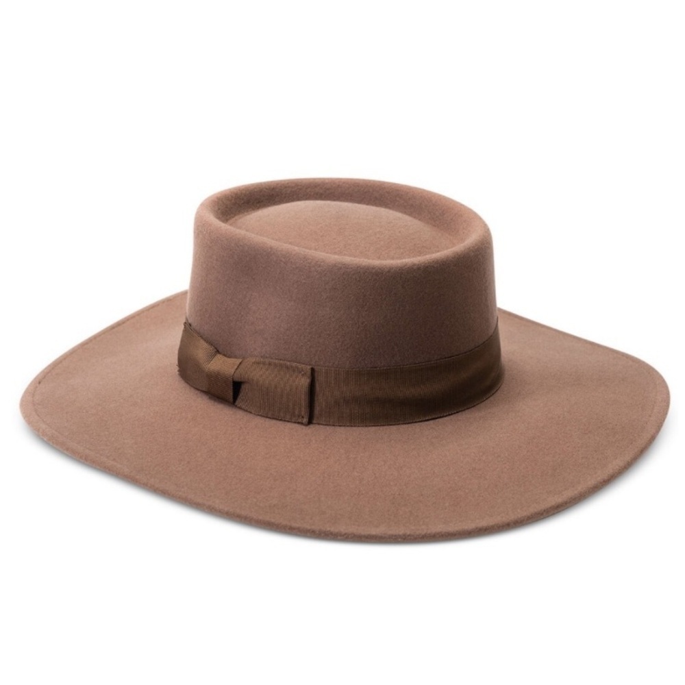 NWT 100% Wool Brown Brimmed Floppy Bohemian Western Fedora Hat Nine West Women’s